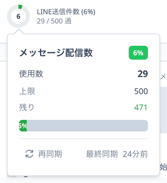 LINE送信件数の表示と詳細