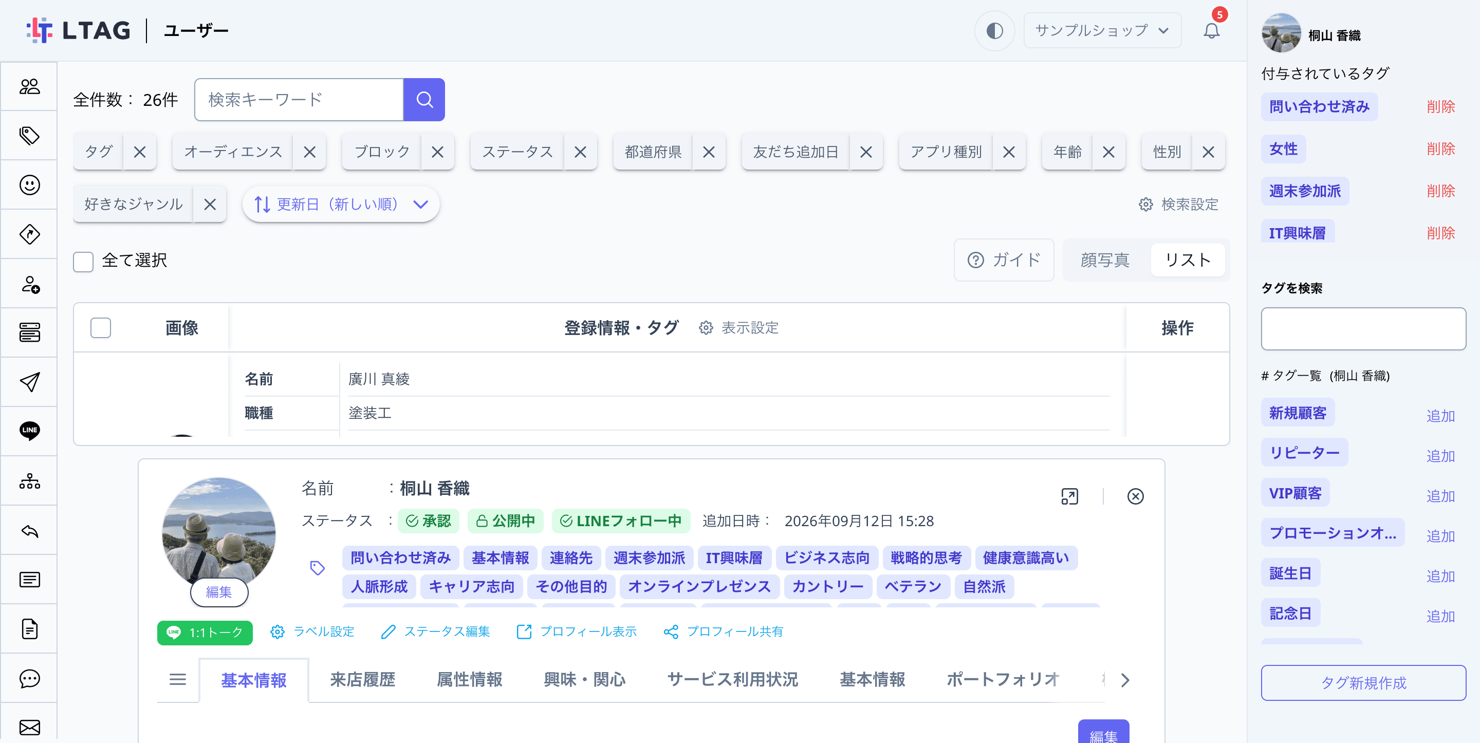 ユーザー詳細パネル