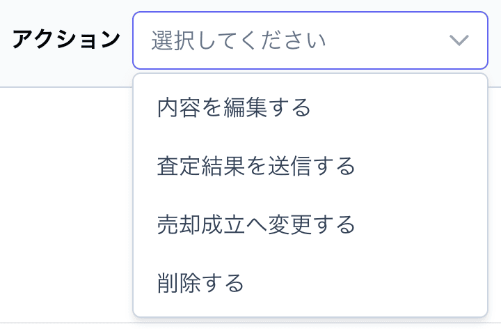 アクションの選択肢