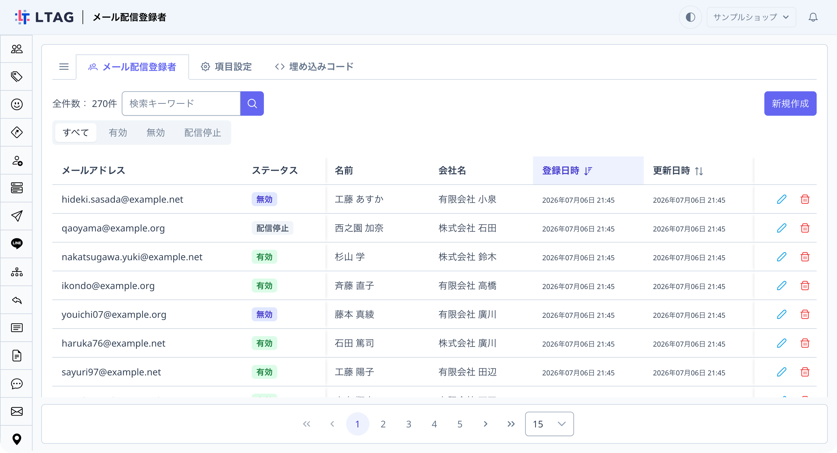 メルマガ画面の全体