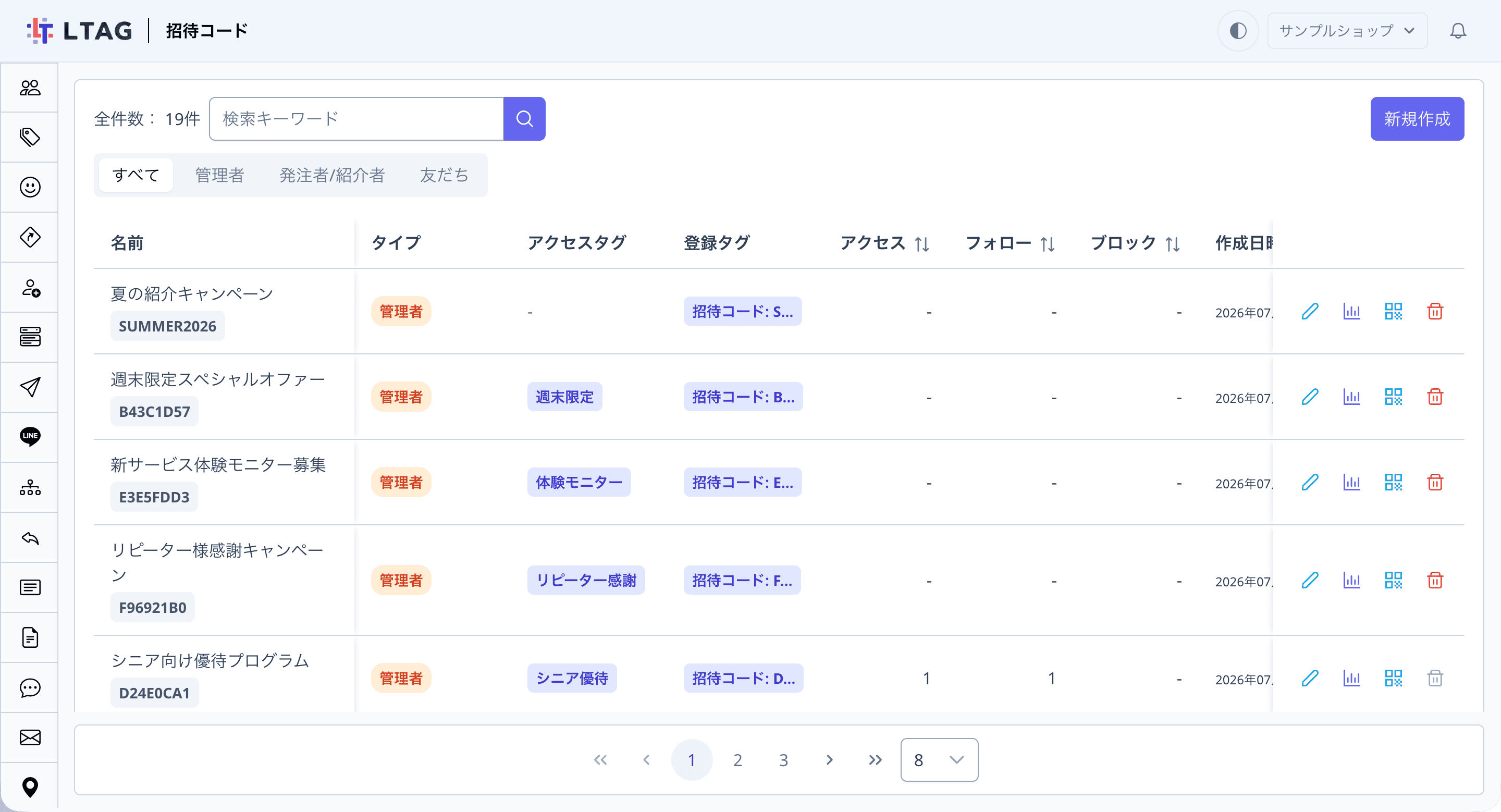 一覧に追加された状態